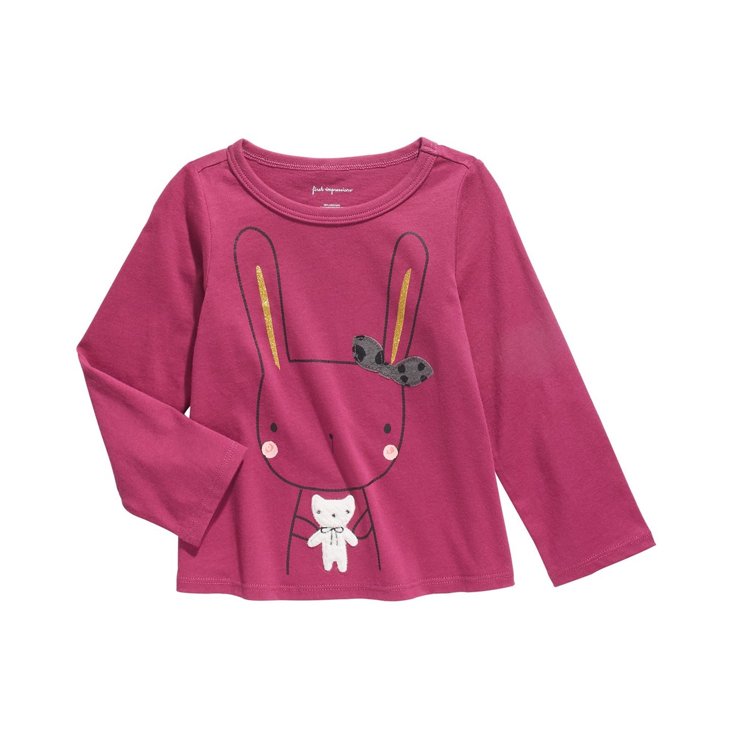 Camiseta infantil First Impressions Baby Girl Cotton Bunny &amp; Bear, roxa, tamanho 18 meses