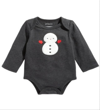 Body manga longa boneco de neve First Impressions para bebê menino cinza tamanho recém-nascido