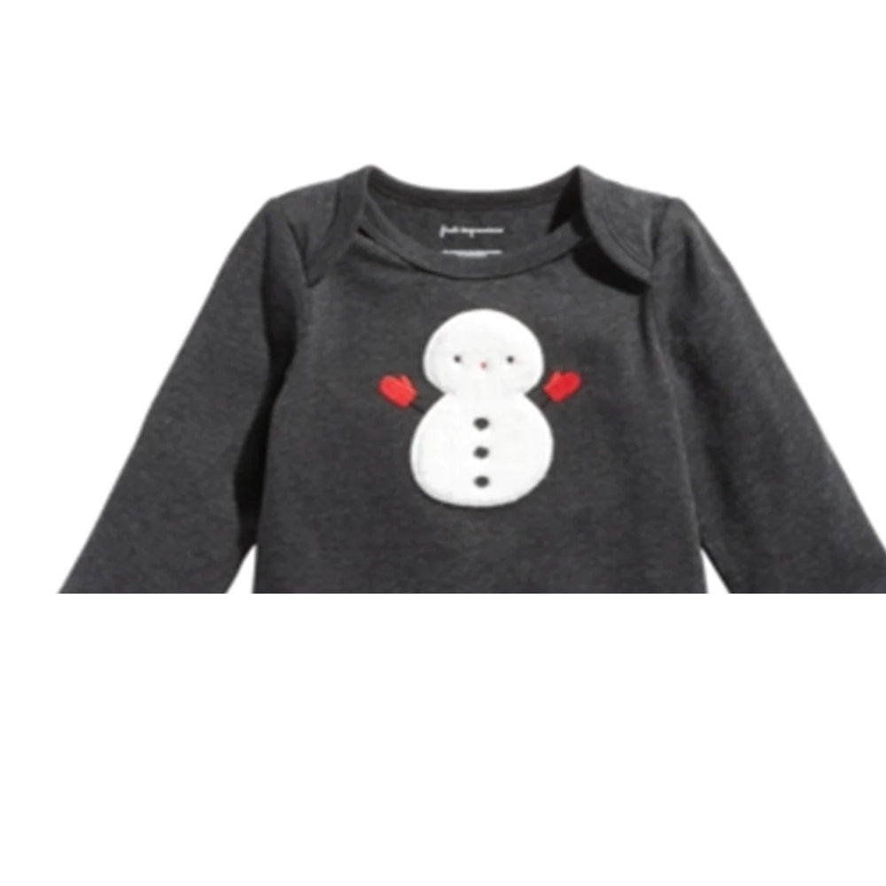 Body manga longa boneco de neve First Impressions para bebê menino cinza tamanho recém-nascido