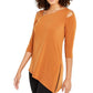 Blusa Alfani Feminina com Recorte Assimétrico Laranja Tamanho P
