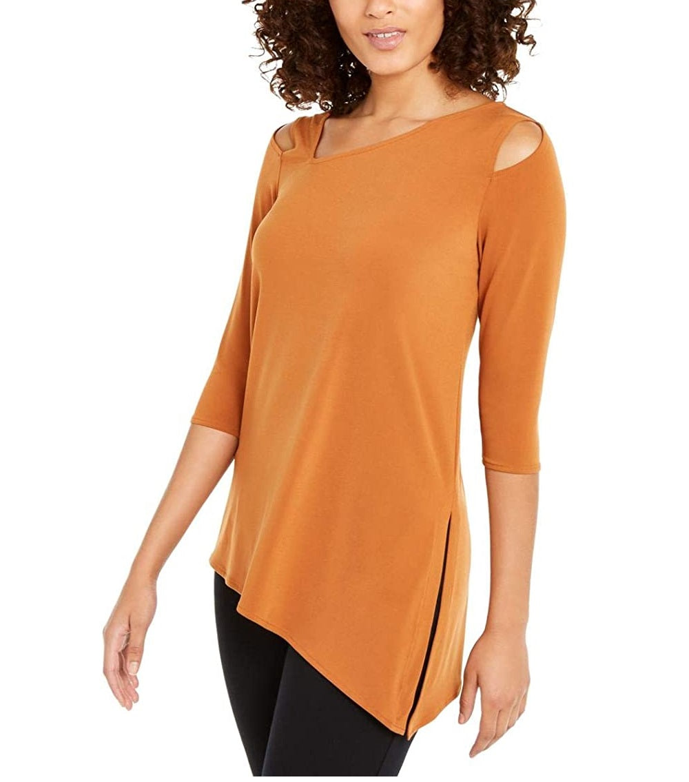 Blusa Alfani Feminina com Recorte Assimétrico Laranja Tamanho P