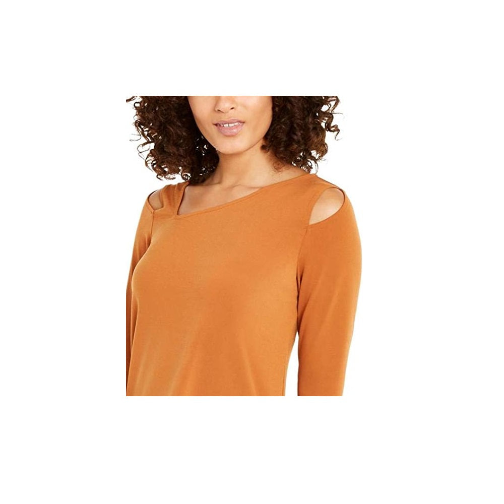 Blusa Alfani Feminina com Recorte Assimétrico Laranja Tamanho P