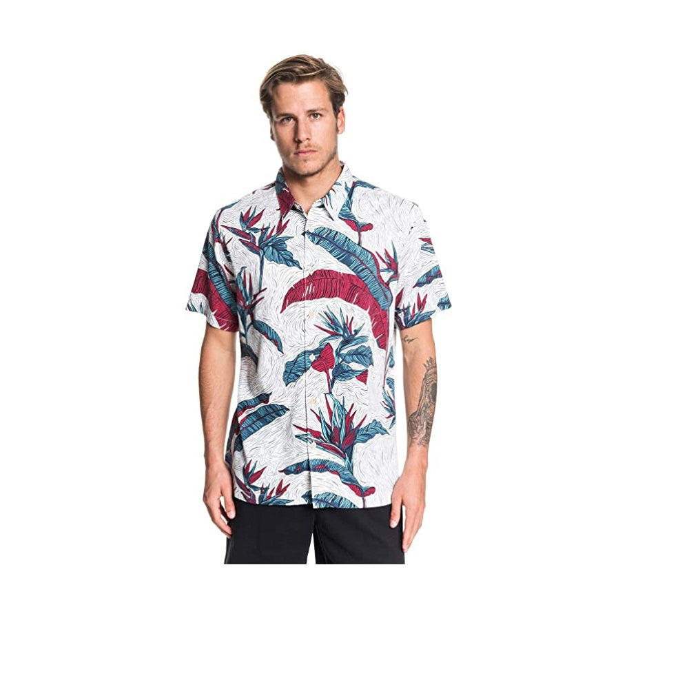 Camisa de manga curta Quiksilver Waterman Under Warm Rain, branca, tamanho XXL