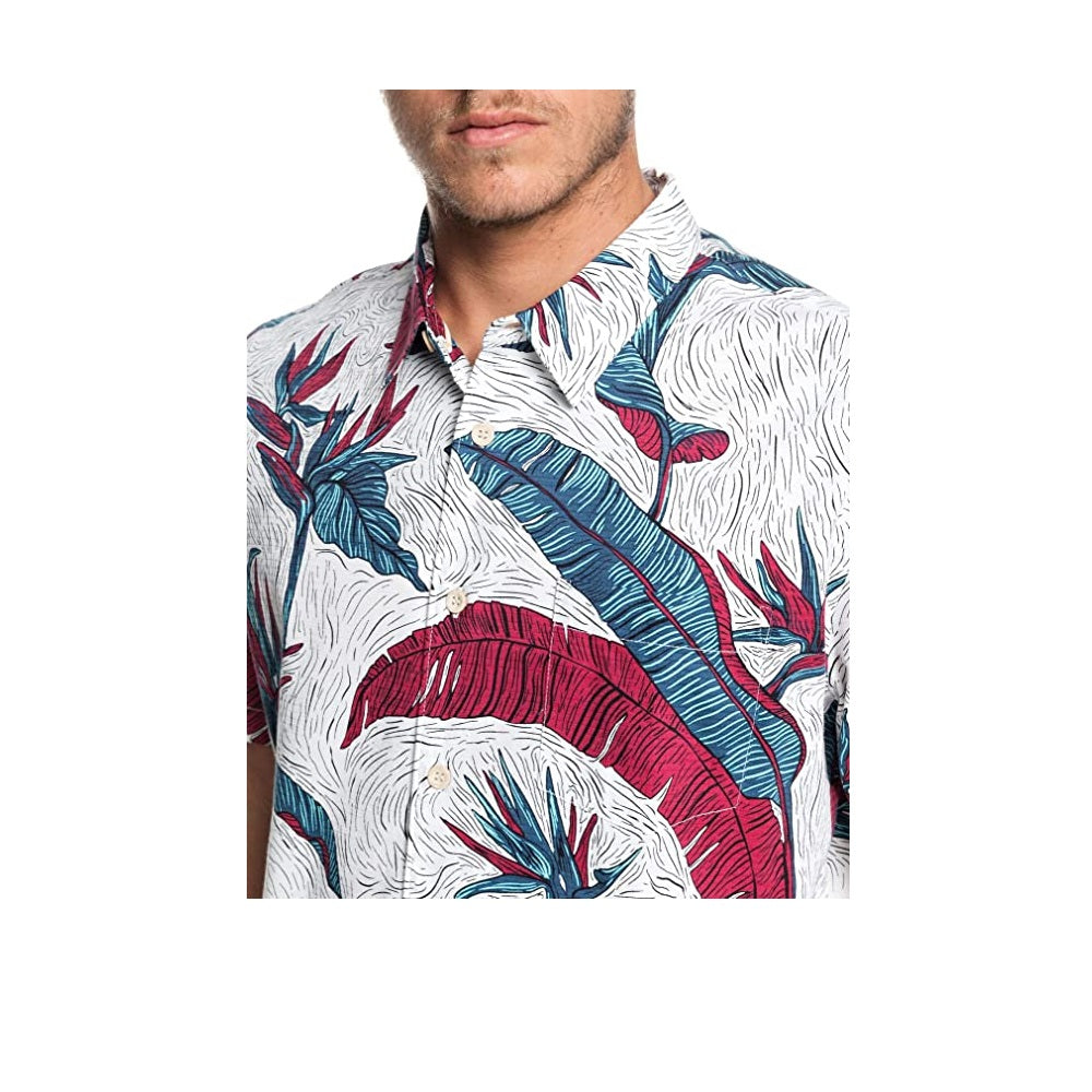 Camisa de manga curta Quiksilver Waterman Under Warm Rain, branca, tamanho XXL