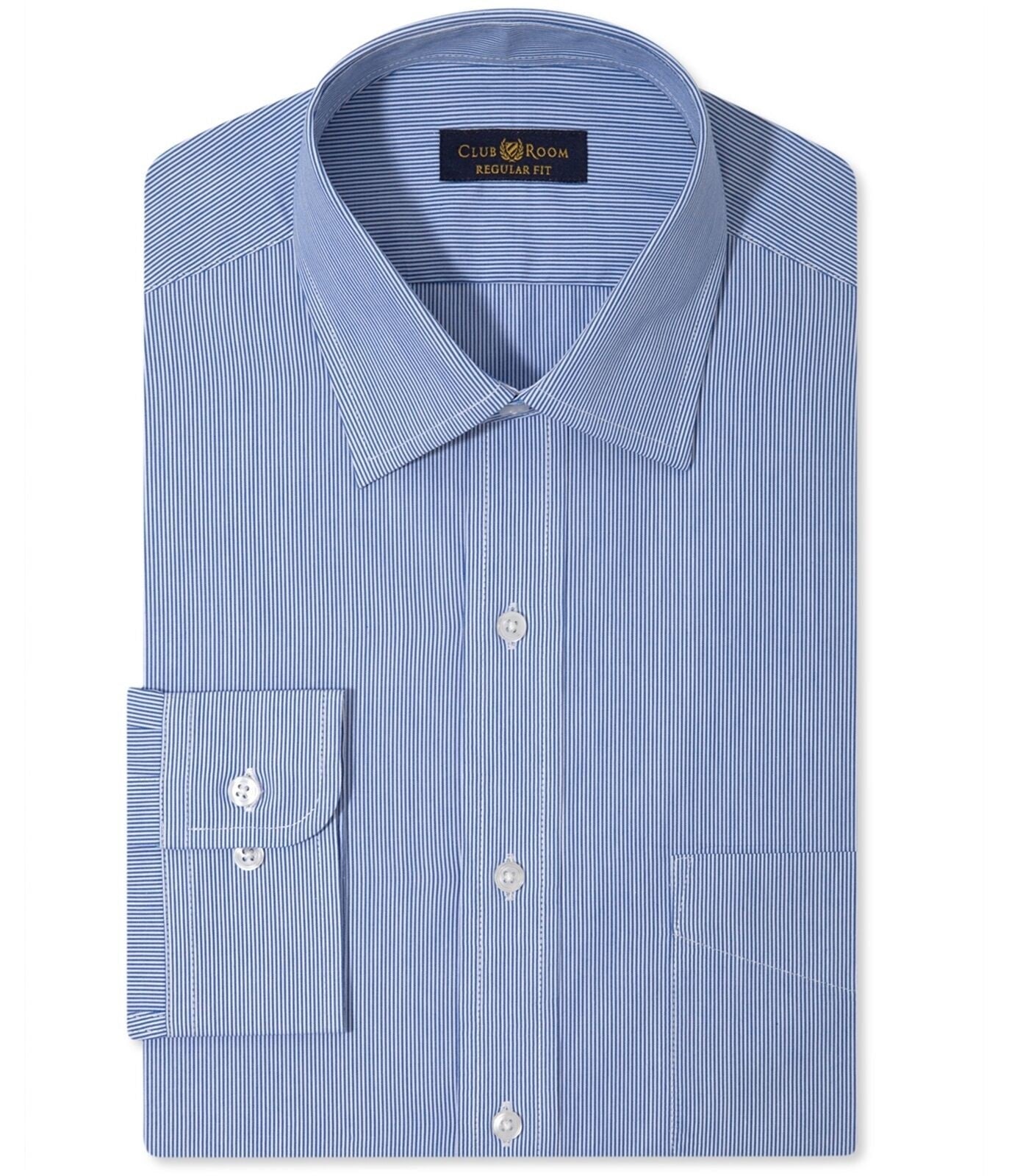 Camisa social masculina com botões e resistente a rugas Club Room, azul, tamanho 18