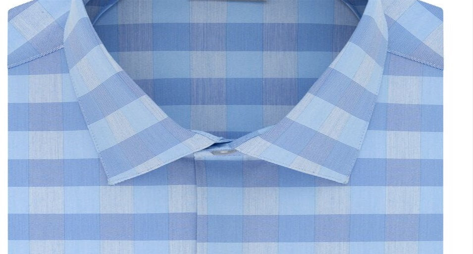 Camisa xadrez masculina Kenneth Cole Reaction Slim Fit com gola aberta, azul, tamanho GG
