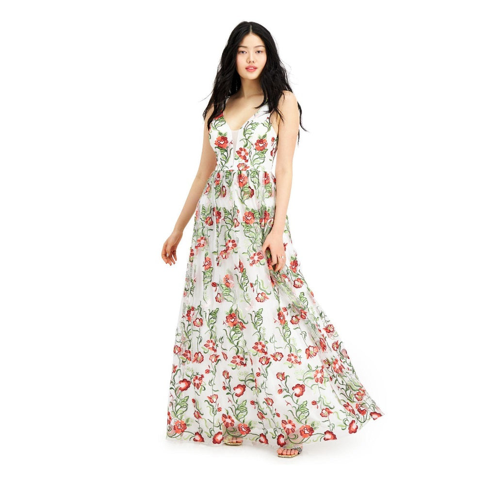 Vestido bordado floral City Studios Juniors, tamanho 0, branco