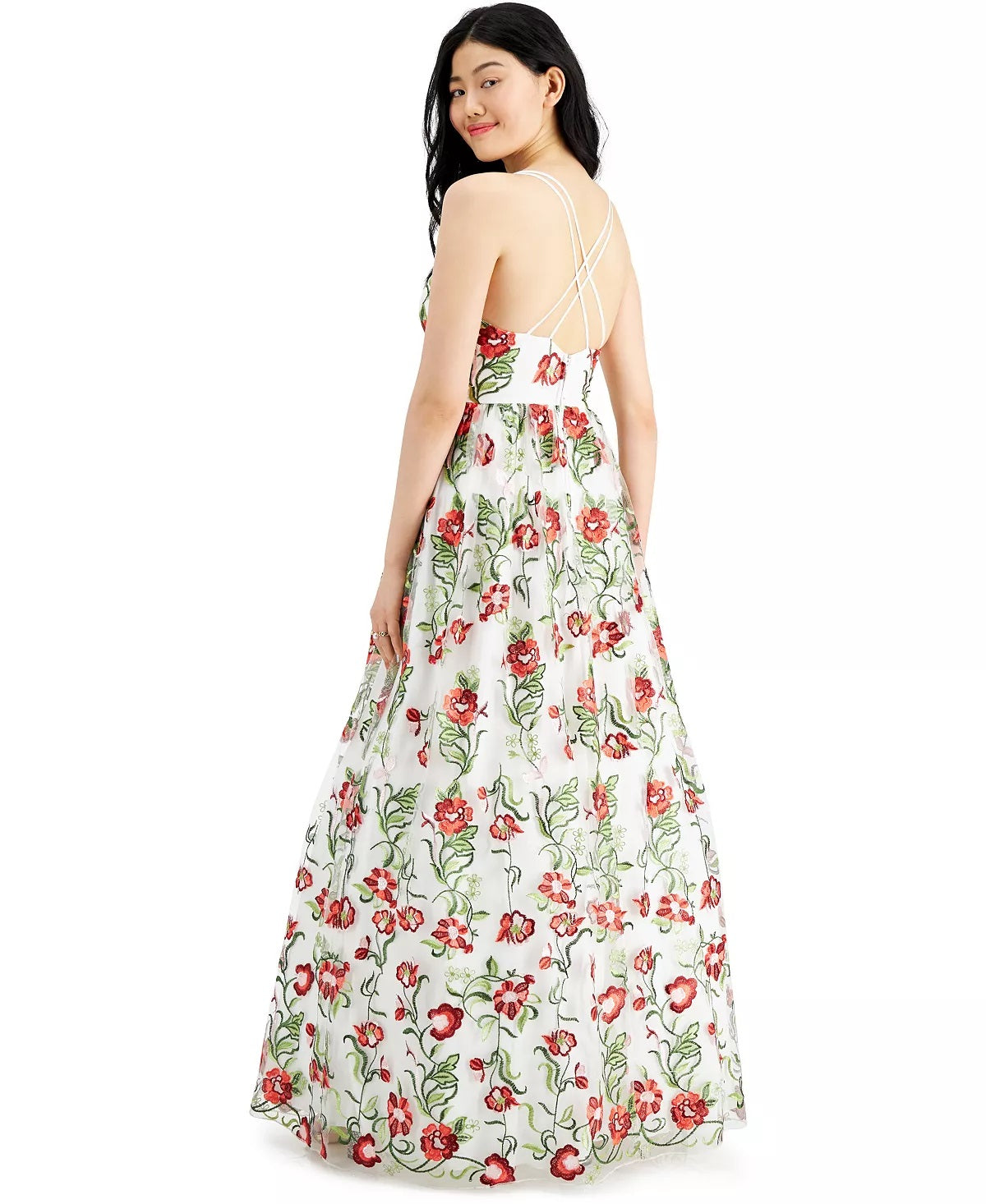 Vestido bordado floral City Studios Juniors, tamanho 0, branco