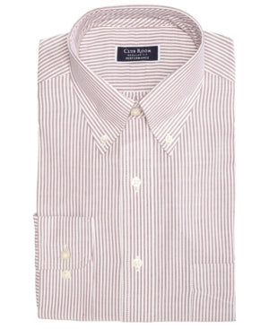 Camisa social masculina Club Room com bolso listrado vermelho, ajuste regular, branca, tamanho 17 1/2