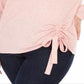 Blusa feminina plus size com cordão e franzido, rosa, tamanho 4X, da INC International Concepts