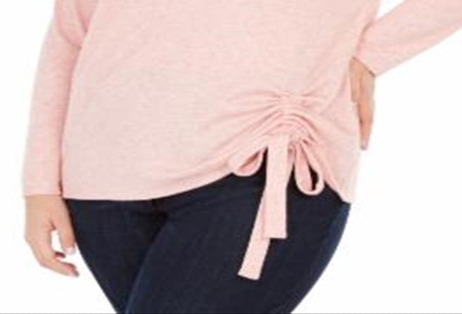 Blusa feminina plus size com cordão e franzido, rosa, tamanho 4X, da INC International Concepts
