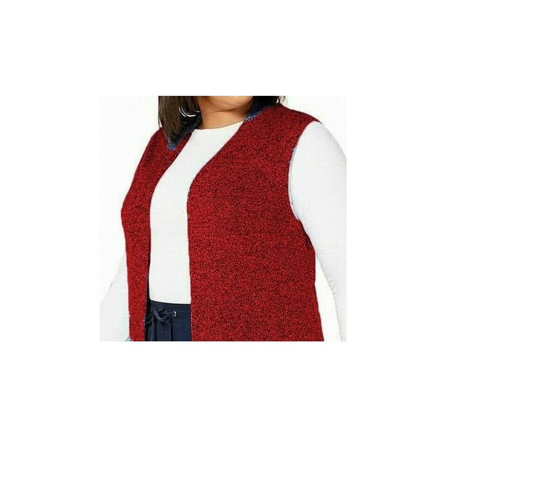 Karen Scott Colete Feminino Petite Malha Marmorizada Sem Mangas Merlot Marl Vermelho Tamanho Petite P