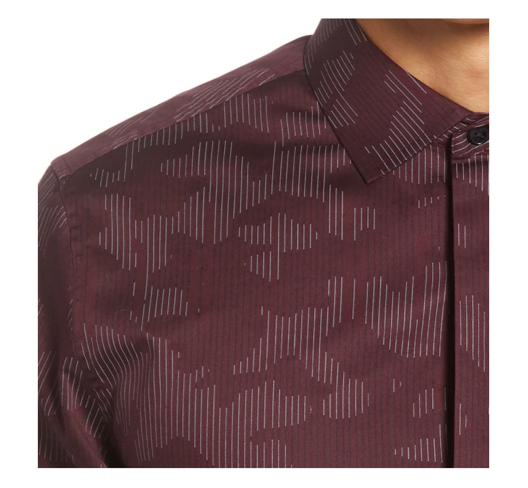 Camisa casual masculina Karl Lengerfeld com estampa camuflada, tamanho médio, vermelha