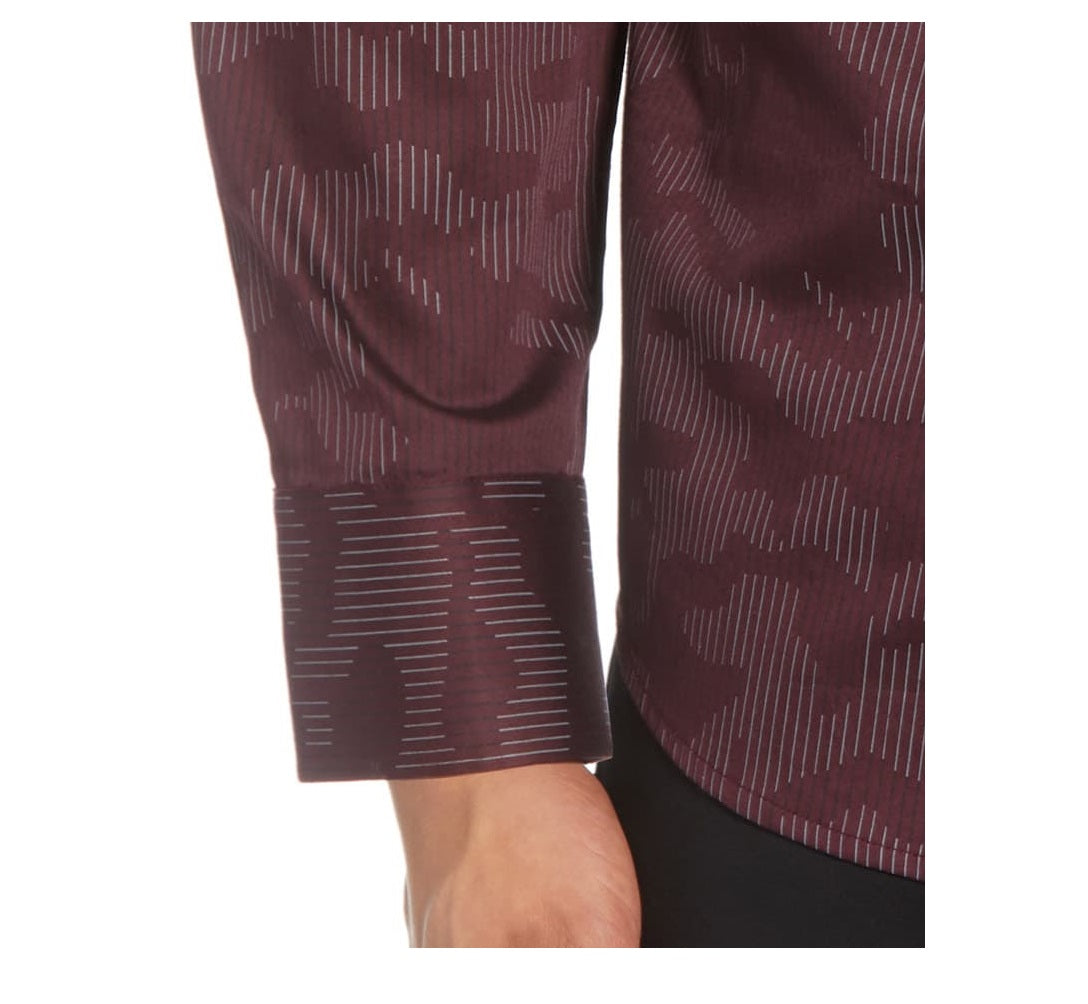 Camisa casual masculina Karl Lengerfeld com estampa camuflada, tamanho médio, vermelha