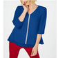 Blusa feminina com bainha em camadas e joias da coleção JM, cor azul-marinho, tamanho M