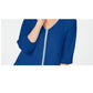 Blusa feminina com bainha em camadas e joias da coleção JM, cor azul-marinho, tamanho M