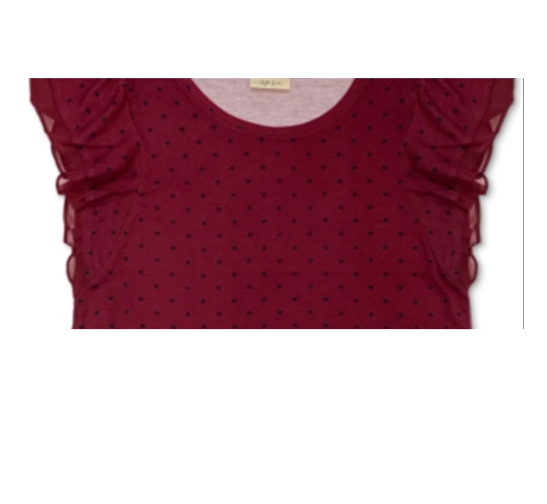 Blusa feminina com estampa de bolinhas e mangas bufantes, tamanho XX-G, vermelha, estilo &amp; co
