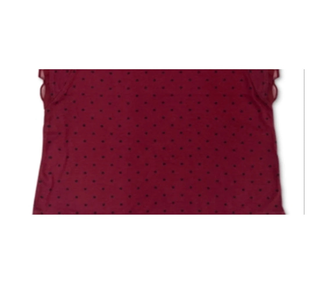 Blusa feminina com estampa de bolinhas e mangas bufantes, tamanho XX-G, vermelha, estilo &amp; co