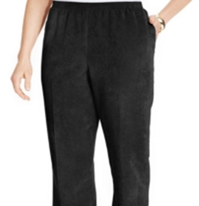 Calça feminina Alfred Dunner Classics com bolinhas e veludo cotelê, preta, tamanho 24x4,5