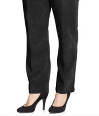 Calça feminina Alfred Dunner Classics com bolinhas e veludo cotelê, preta, tamanho 24x4,5