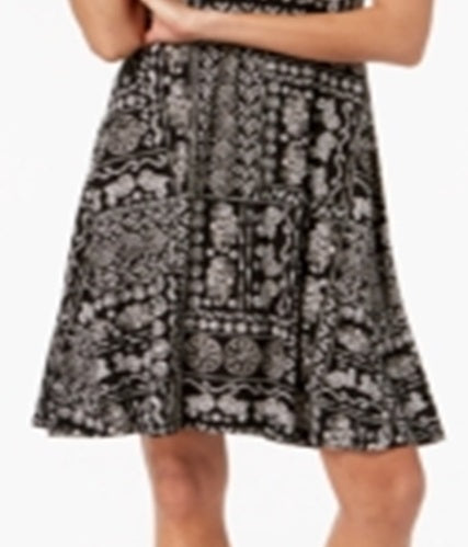 Vestido rodado estampado feminino Style &amp; Co, preto, tamanho pequeno M