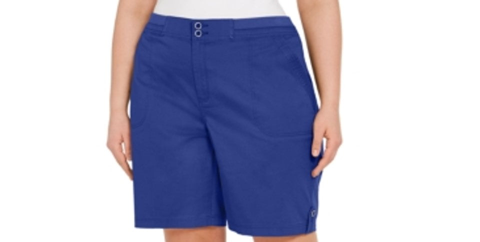 Bermuda Karen Scott Plus Solid Khaki Feminina Azul Tamanho 20