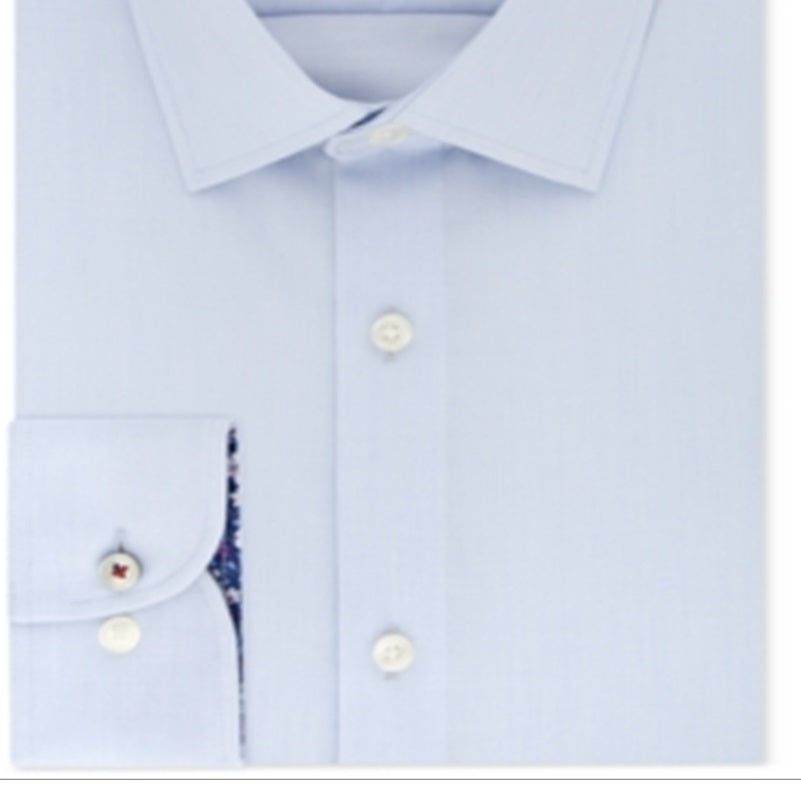 Camisa masculina Tommy Hilfiger de algodão com botões slim fit, azul, tamanho 34-35