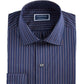 Camisa social masculina Club Room Performance com listras finas e botões, azul, tamanho 36/37