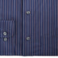 Camisa social masculina Club Room Performance com listras finas e botões, azul, tamanho 36/37