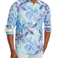 Camisa Tommy Bahama Masculina Lassi Leaves Linen Regular Fit Azul Tamanho G