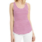 Regata feminina Charter Club Supima Cotton Knit Listrada Rosa Tamanho M