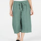 Calça Capri Texturizada Feminina JM Collection Amarrada na Frente Verde Tamanho Grande