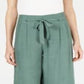 Calça Capri Texturizada Feminina JM Collection Amarrada na Frente Verde Tamanho Grande