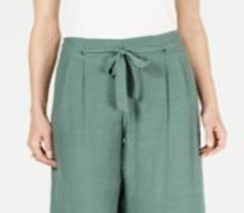 Calça Capri Texturizada Feminina JM Collection Amarrada na Frente Verde Tamanho Grande
