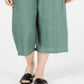 Calça Capri Texturizada Feminina JM Collection Amarrada na Frente Verde Tamanho Grande