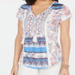 Blusa feminina com estampa de borlas Style &amp; Co, branca, tamanho pequeno M