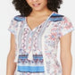 Blusa feminina com estampa de borlas Style &amp; Co, branca, tamanho pequeno M