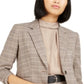 Blazer xadrez feminino Bar III com um botão, marrom, tamanho 0