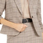 Blazer xadrez feminino Bar III com um botão, marrom, tamanho 0