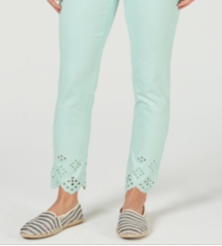 Calça jeans skinny feminina Charter Club Bristol com bainha ilhós, azul, tamanho 18