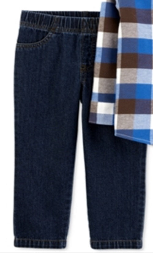 Conjunto de 2 peças de camisa xadrez de flanela e jeans Carter's Baby Boy, azul, tamanho 6 meses