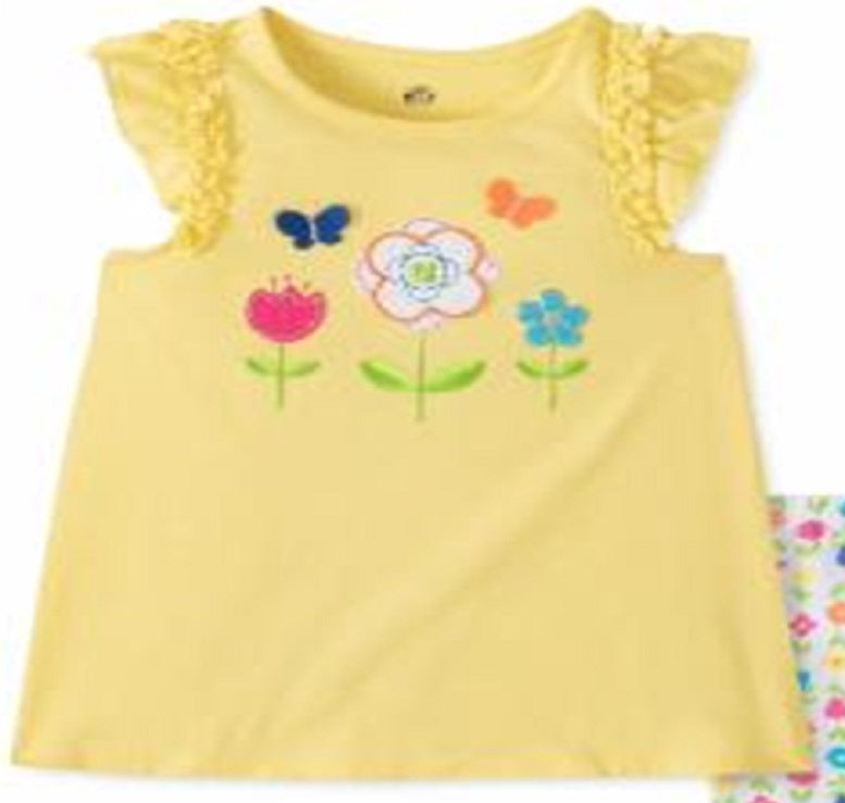 Conjunto de túnica e leggings com 2 peças de flores surpresa para meninas da Kids Headquarters, tamanho 5, amarelo