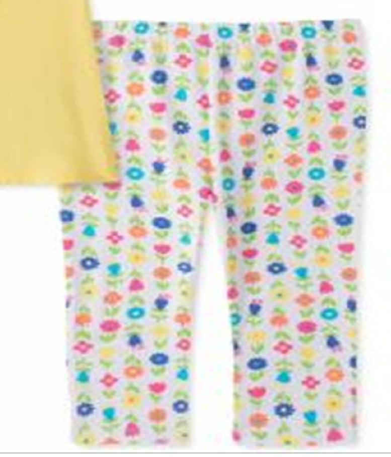 Conjunto de túnica e leggings com 2 peças de flores surpresa para meninas da Kids Headquarters, tamanho 5, amarelo