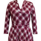 Vestido feminino xadrez com decote em V, tamanho médio, vermelho, Charter Club