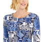 Blusa feminina estampada com decote redondo e manga curta JM Collection, tamanho XL