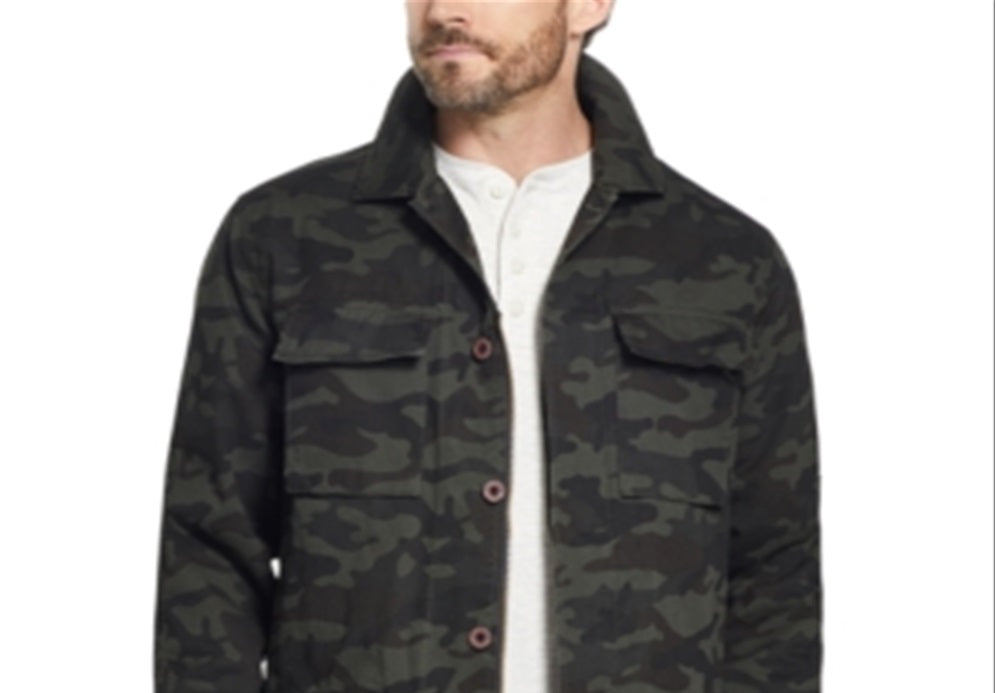 Jaqueta camuflada vintage masculina à prova de intempéries com forro de lã verde tamanho grande