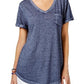 Camiseta feminina estilo &amp; co com decote em V e estampa Burnout, azul, tamanho pequeno GG
