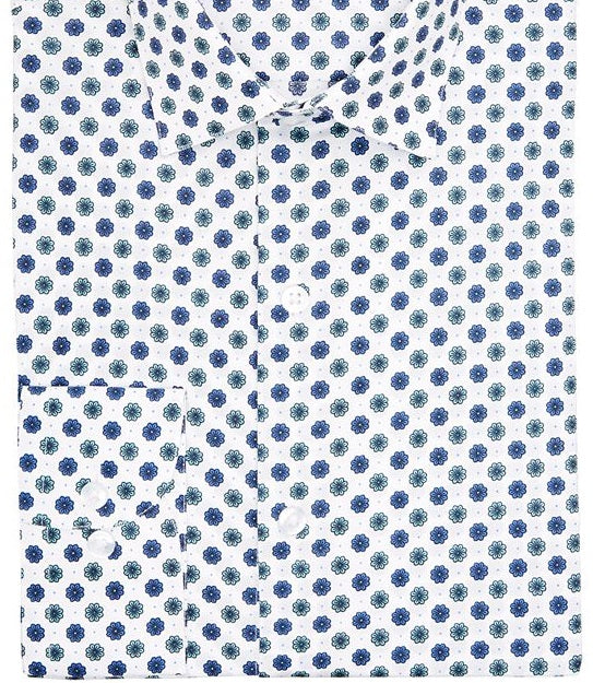 Camisa social masculina com gola estampada Bar III, branca, tamanho 32x33
