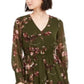 Vestido feminino Taylor com estampa floral e decote em V, verde, tamanho 16