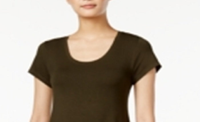 Vestido evasê de manga curta feminino Style &amp; Co, verde, tamanho pequeno, L